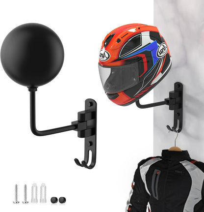 Helmet Hanger Wall Mount 180° Swivel Helmet Holder for Motorcycle Bike Racing Outerwear Sports Gear